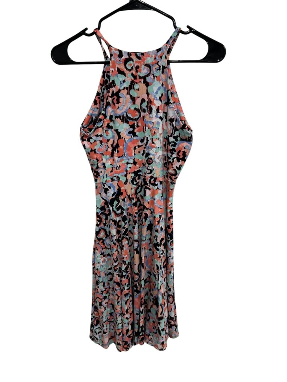 Bar III Floral Sleeveless Fit & Flare Dress Multicolor Sz XS Halter Neck Swing - Picture 3 of 11